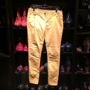 Bright yellow skinny jeans